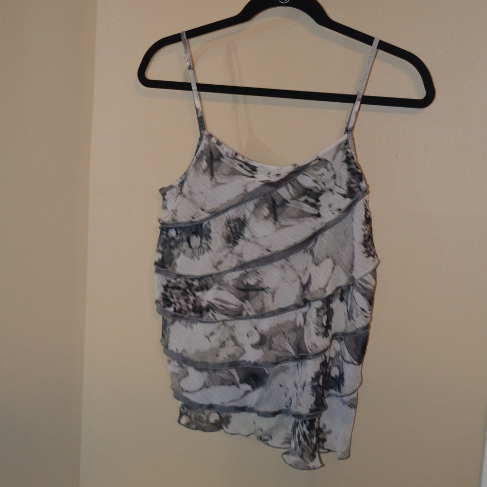 Ruffled Top - Black & Gray